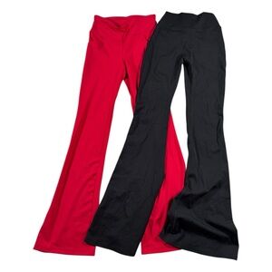 Set of 2 Black and Red Flare Yoga Pants Bundle
